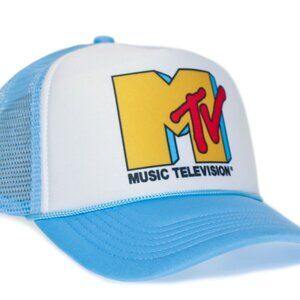 MTV Trucker Hat Mesh Cap Adjustable Adult Music Television Blue/White
